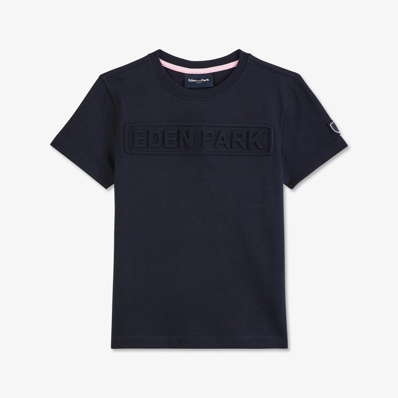 Dark Blue T-Shirt With Embossed Inscription