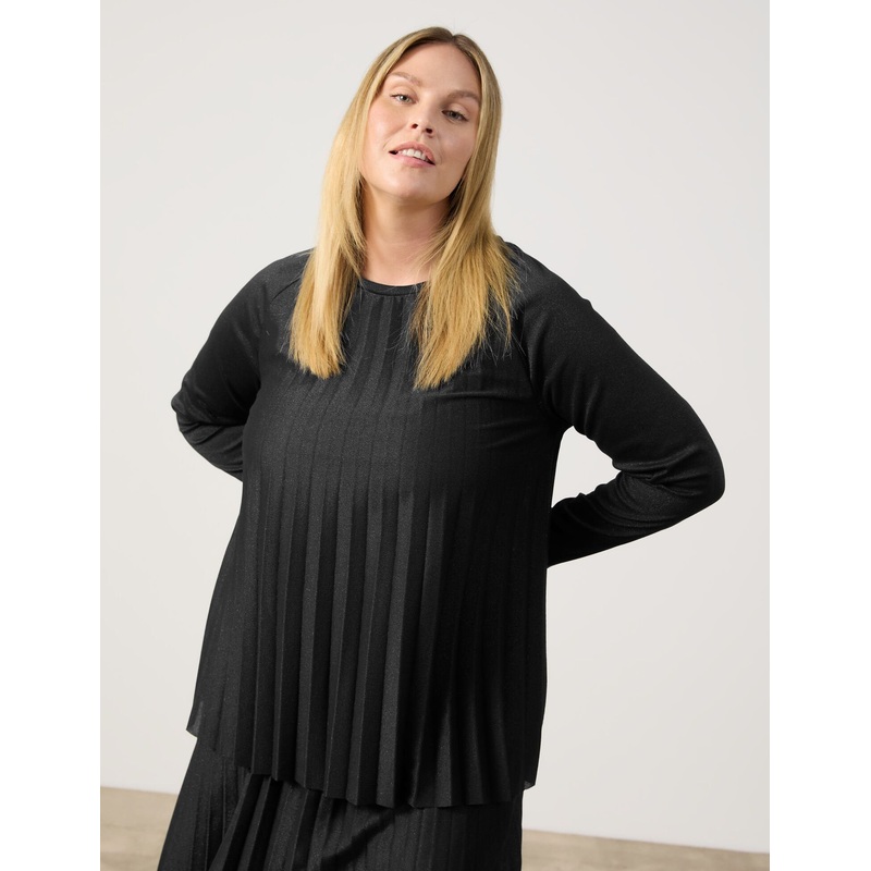 Flared Long-Sleeved Shirt with Glitter Effect