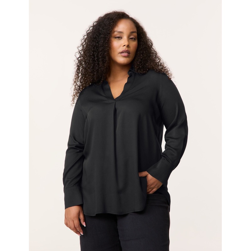 Long Sleeve Blouse with V Neckline
