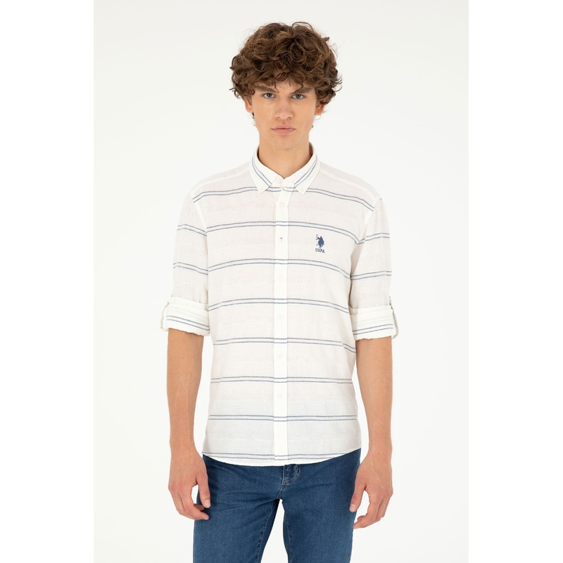 Navy Blue Button Down Woven Shirt