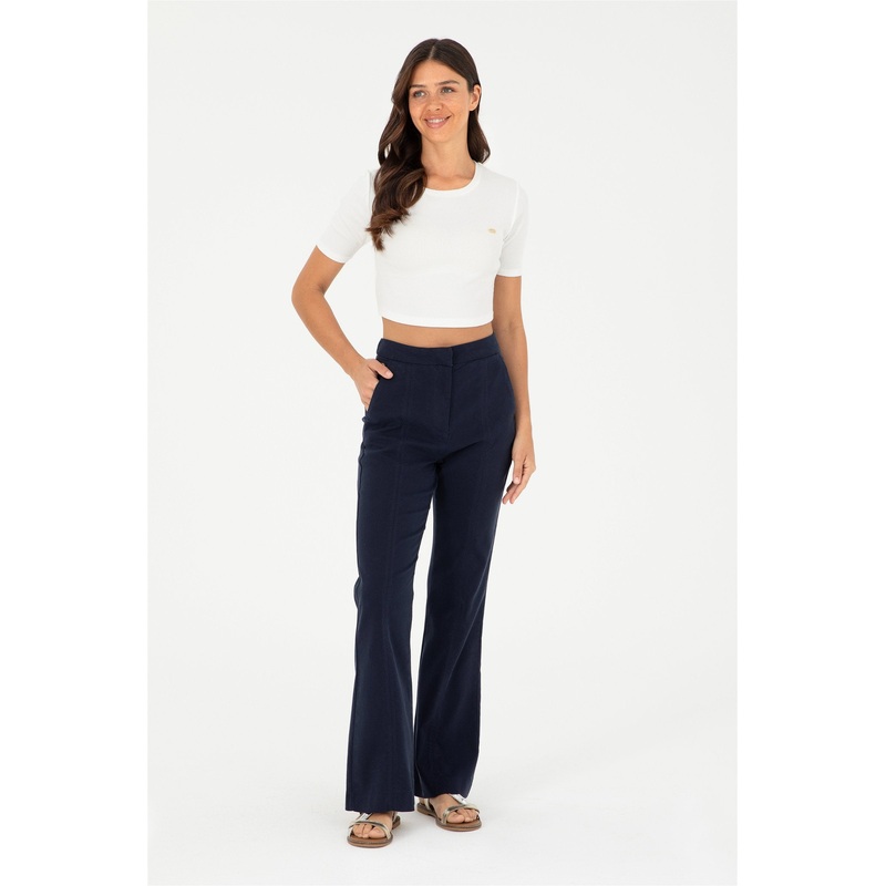 Navy Blue High Waist Dress Trousers