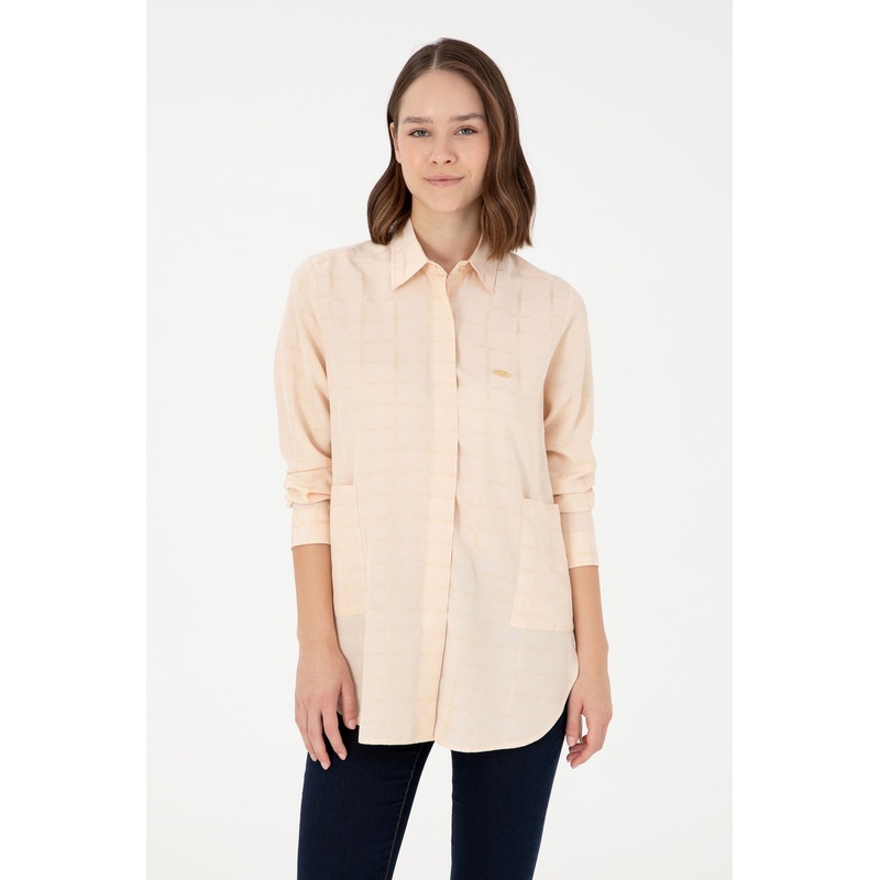Orange Button Down Woven Shirt