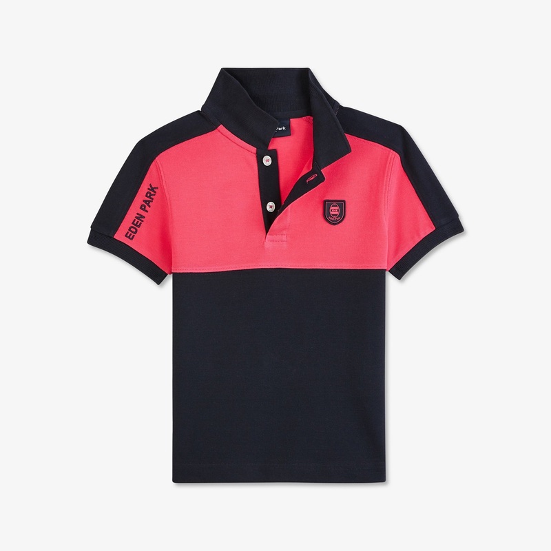 Pink Colour-Block Polo With Crest Logo