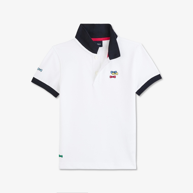 White Polo With Multicolour Bow Ties Embroidery