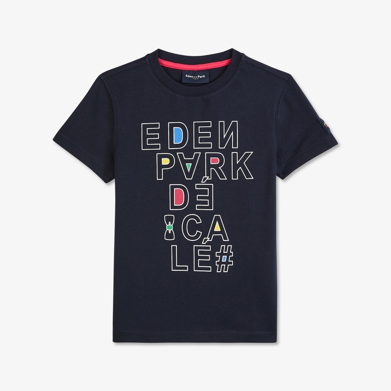 White T-Shirt With Off-Set Eden Park Screen Print