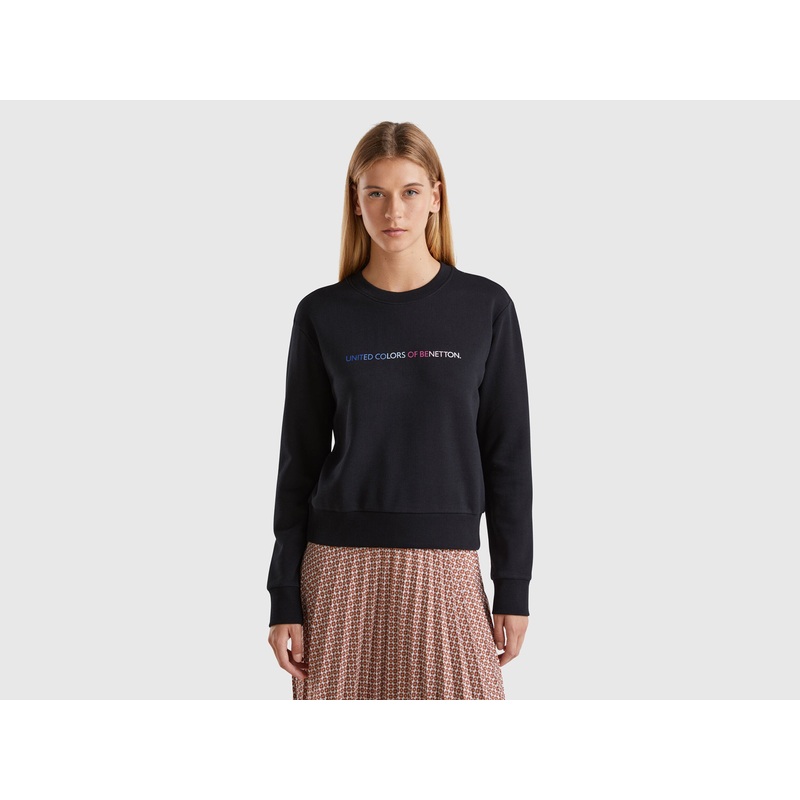 100% Cotton Sweatshirt with Logo Print