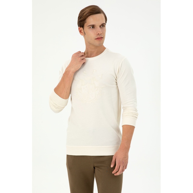 Beige Round Neck Pullover