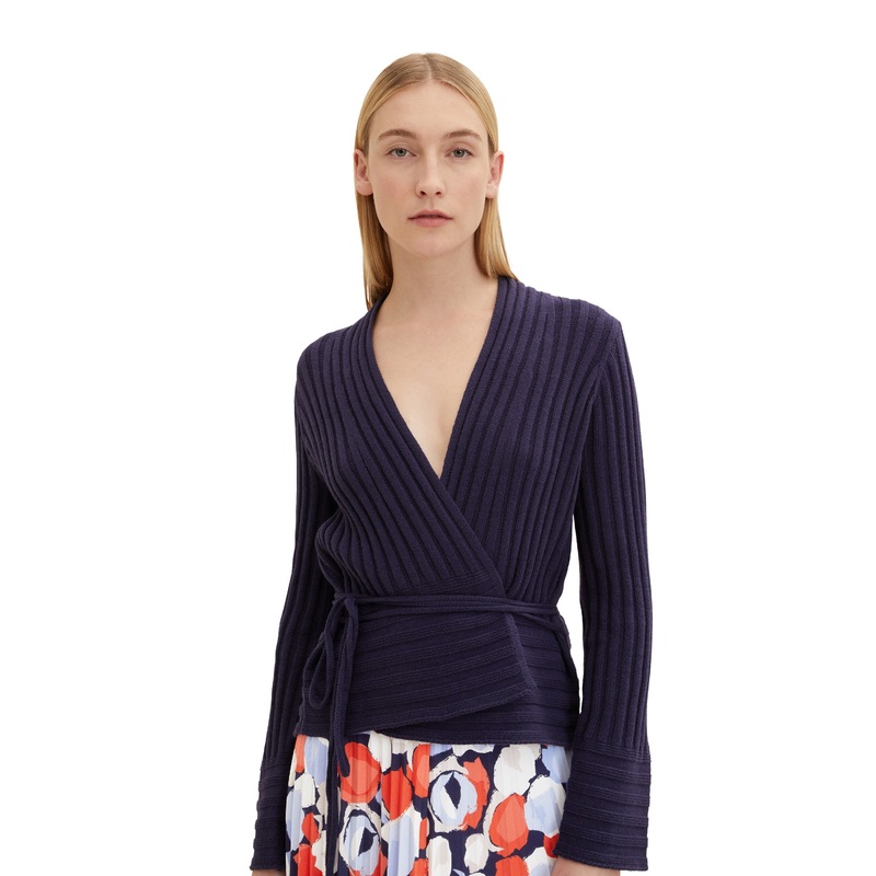 Black Long Sleeve Ribbed Cardigan With Belt