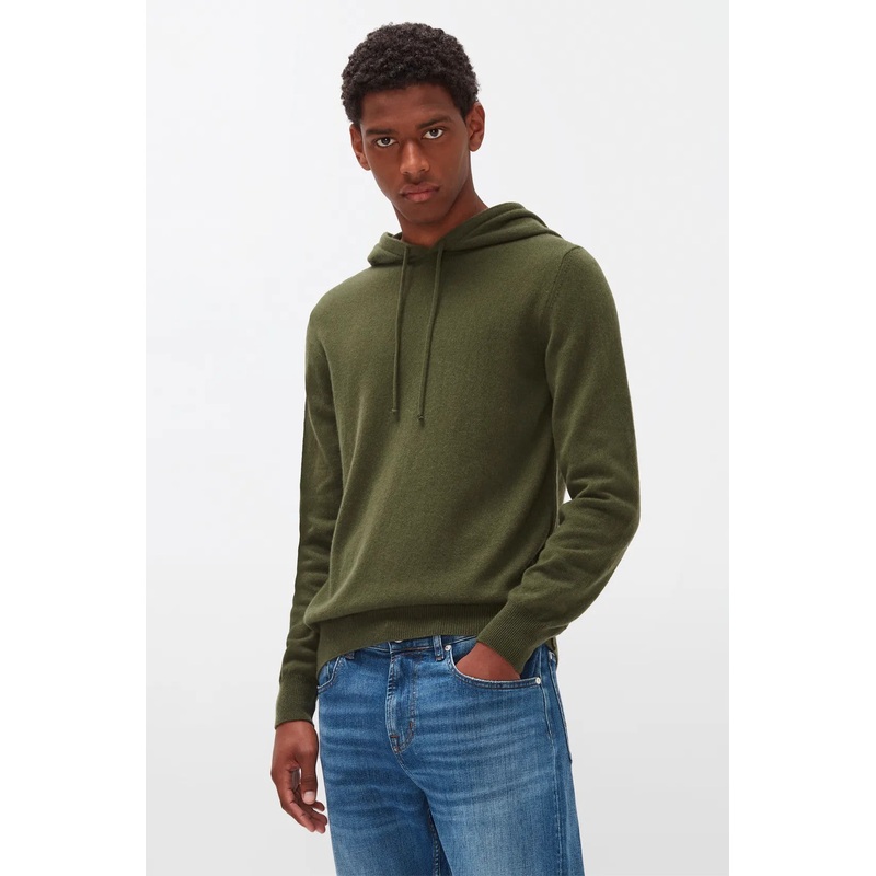Hoodie Cashmere W/ Stitch Detail Army