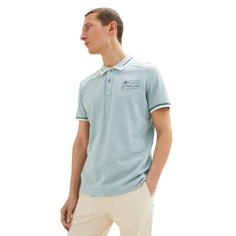 Light Blue Short Sleeve Polo Shirt With Brand Logo