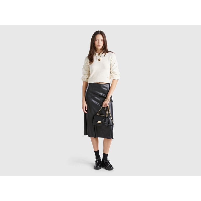 Midi Skirt in Imitation Leather