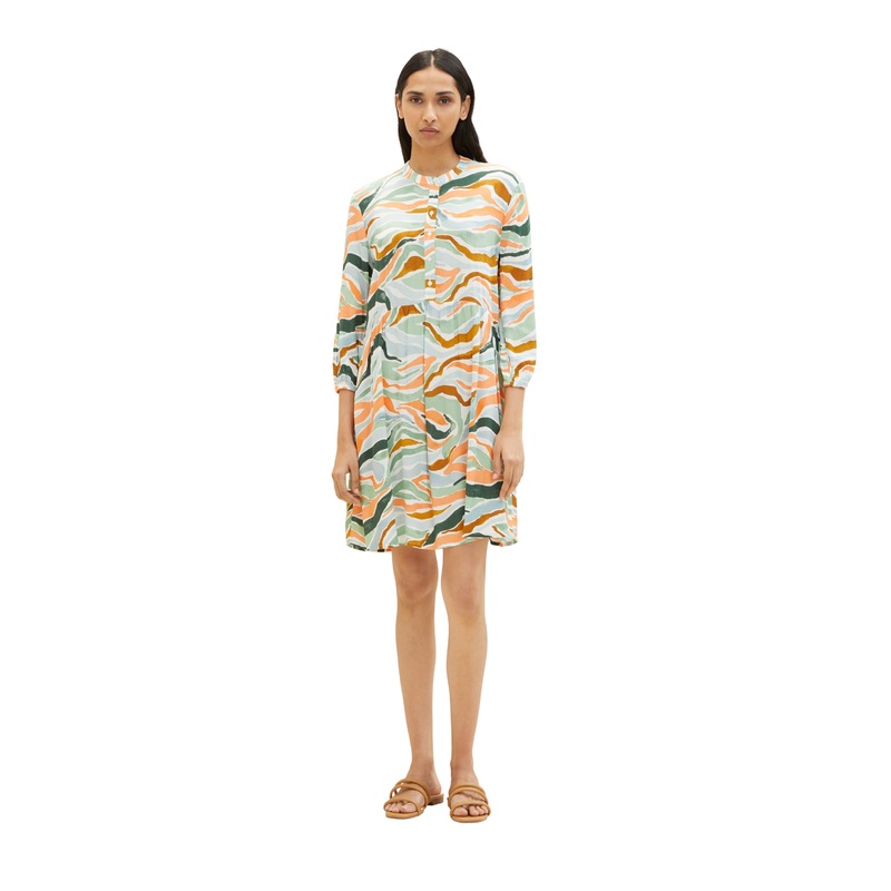 Multi-Color Printed Long Sleeve Shirt Dress