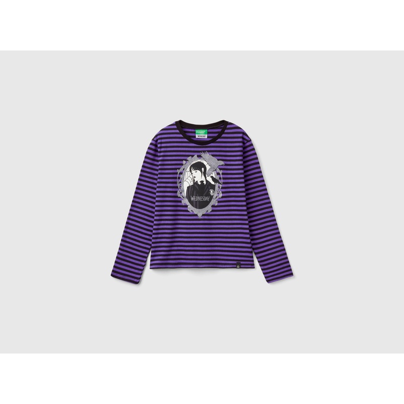 Striped Purple and Black Wednesday Addams T-Shirt