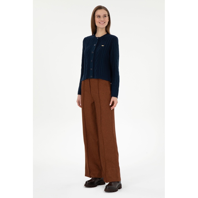 Brown Wide Leg Dress Trousers