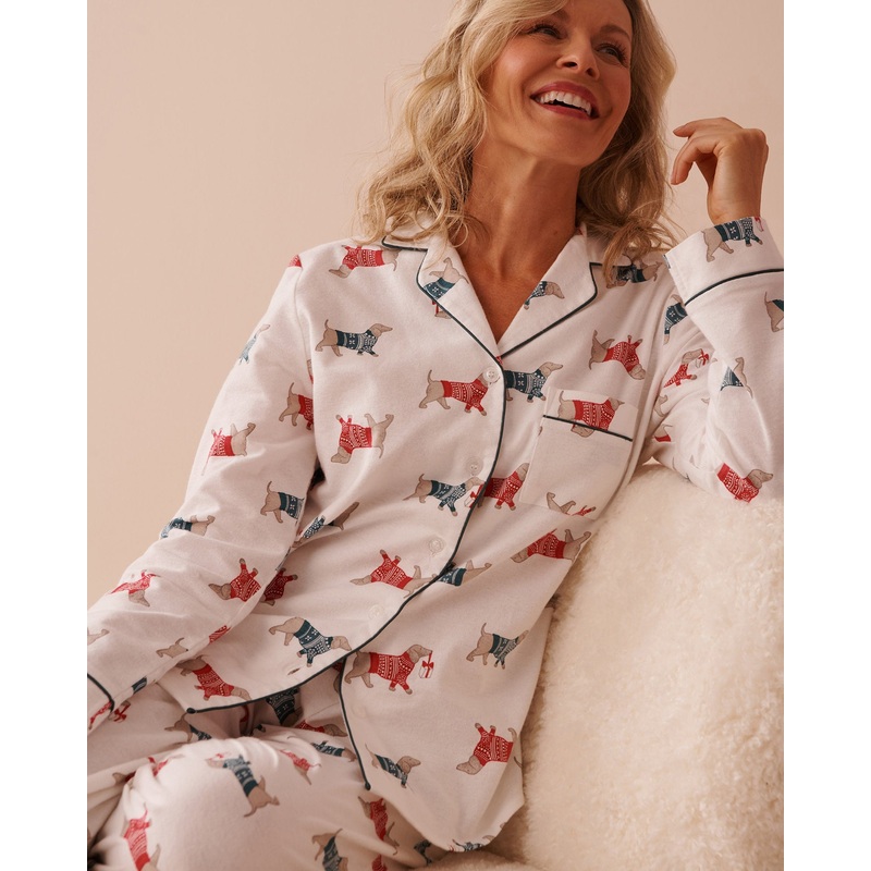 Dachshund Print Flannel PJ Set