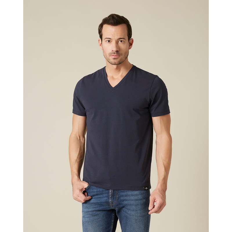 Dark Blue V-NECK T-SHIRT Luxe Performance Navy