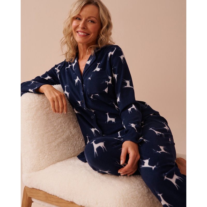 Deer Print Micropolar PJ Set