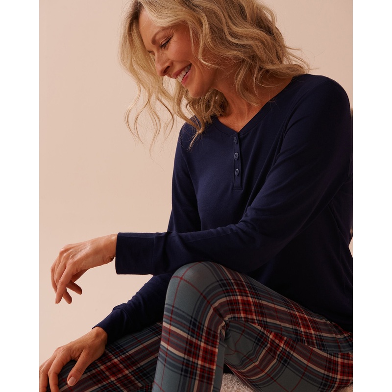Green & Red Plaid Long Sleeve PJ Set