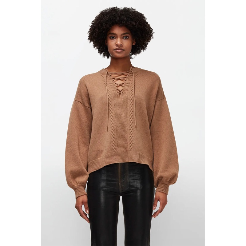 Lace Sweat Cashmere Wool Camel