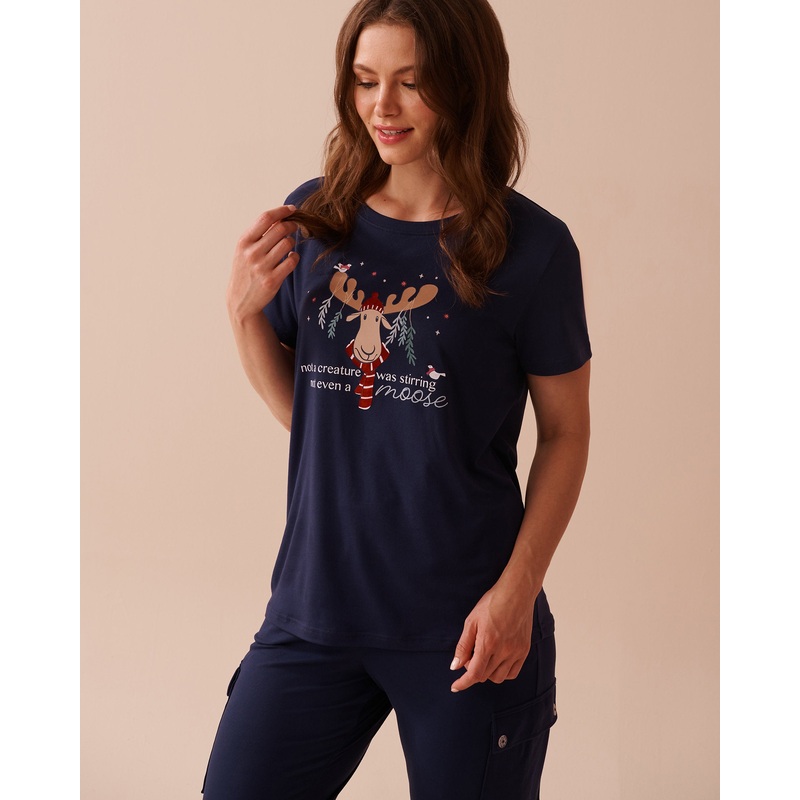 Moose Print Super Soft Crew Neck T-shirt