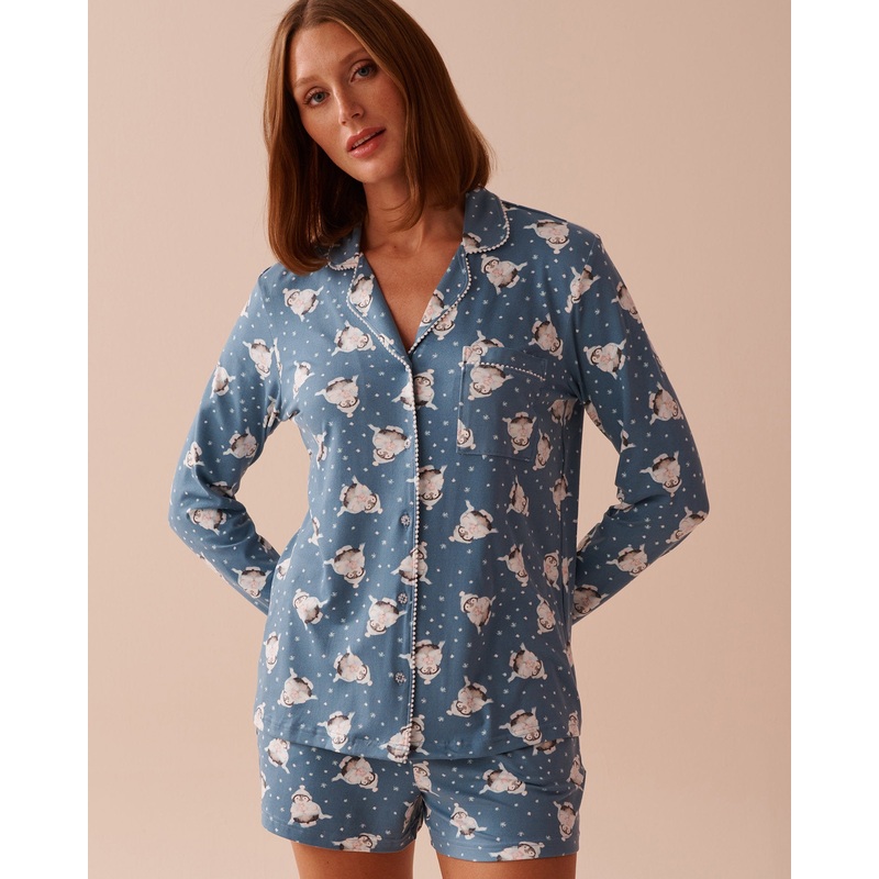 Penguin Print Super Soft Button-down Shirt