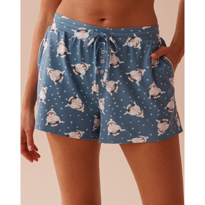 Penguin Print Super Soft Pajama Shorts