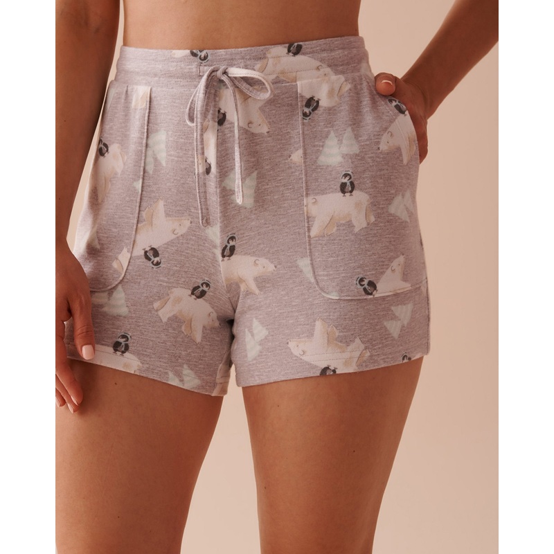 Polar Bear Print Recycled Fibers Pajama Shorts