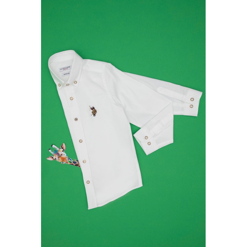 White Button Down Shirt With Logo