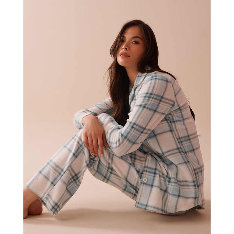Blue Plaid Micropolar PJ Set