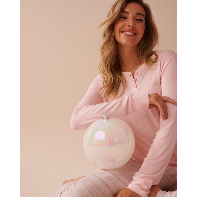 Chalk Pink Nordic Print Long Sleeve PJ Set
