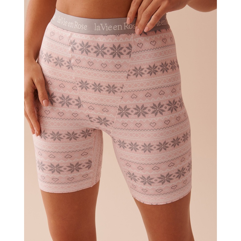 Fair Isle Print Super Soft Biker Style Pajama Shor