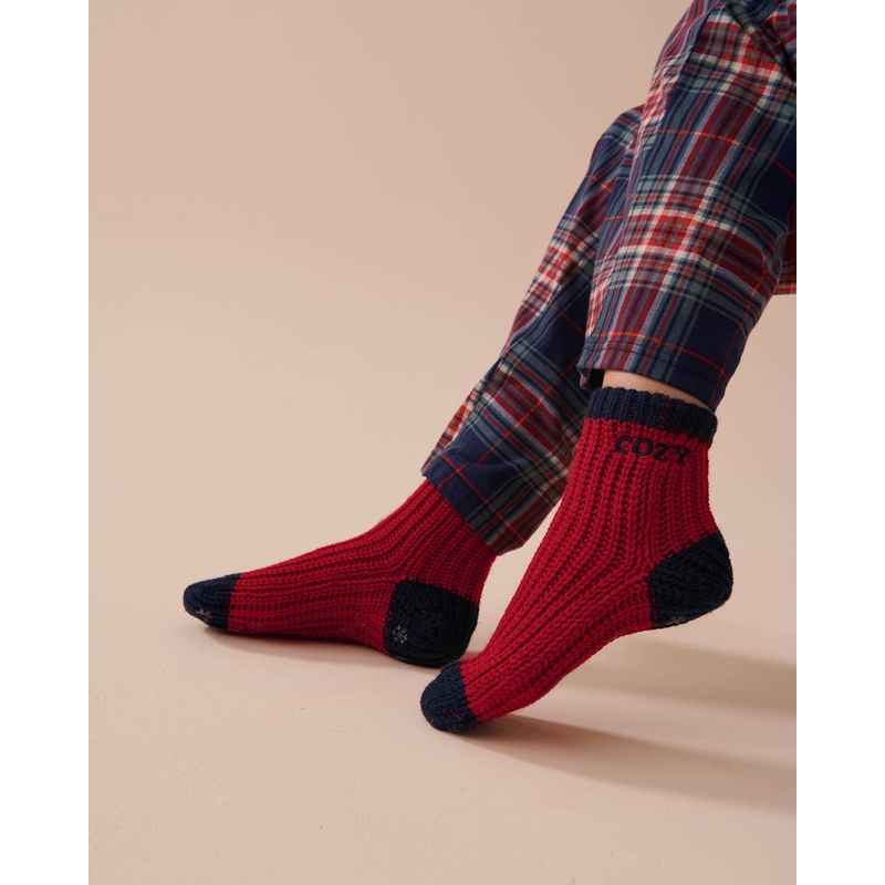 Knitted Socks with Winter Embroidery