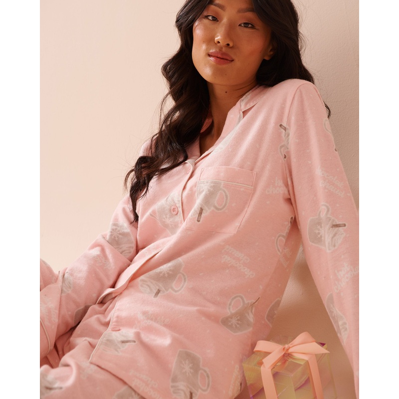 Mug Print Flannel PJ Set