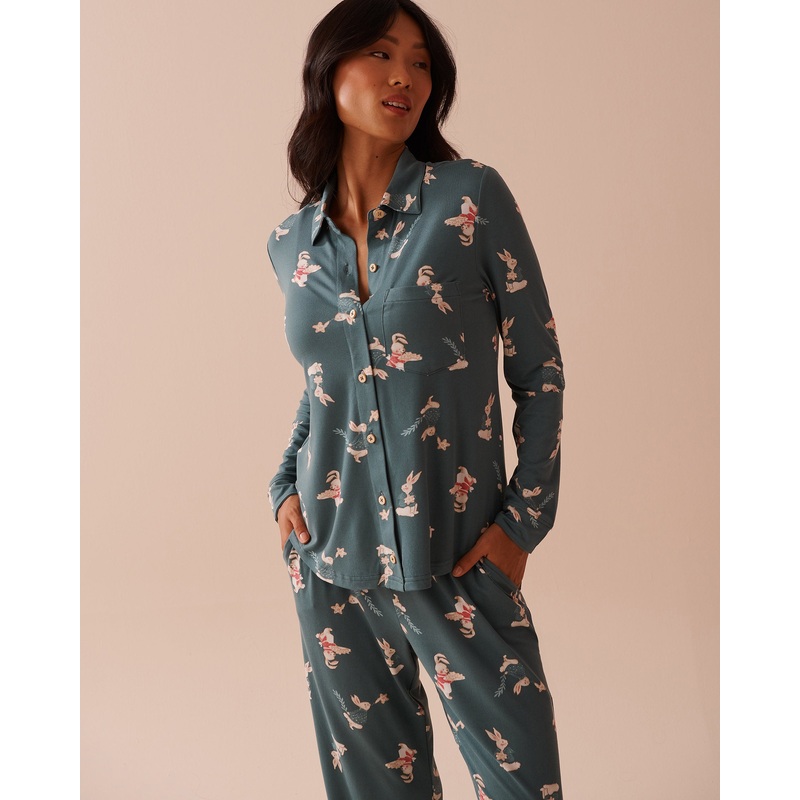 Rabbit Print Super Soft Button-down Shirt