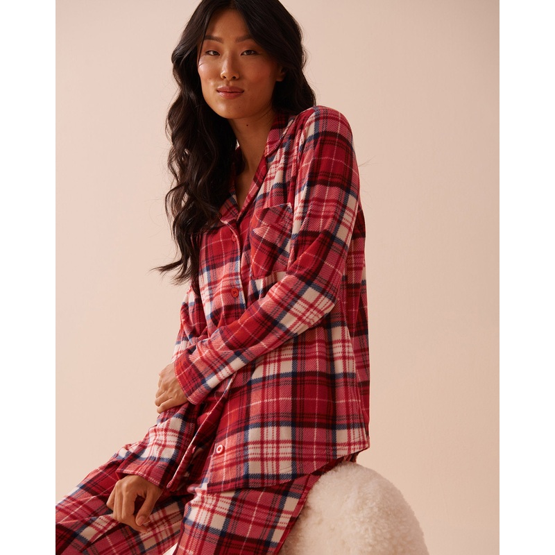 Red Plaid Micropolar PJ Set
