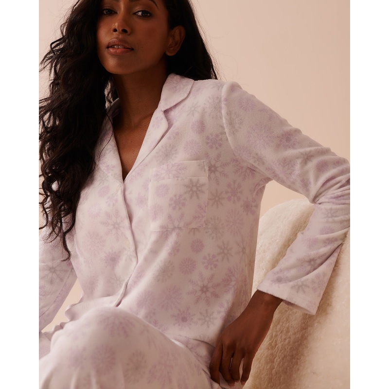 Snowflake Print Micropolar PJ Set