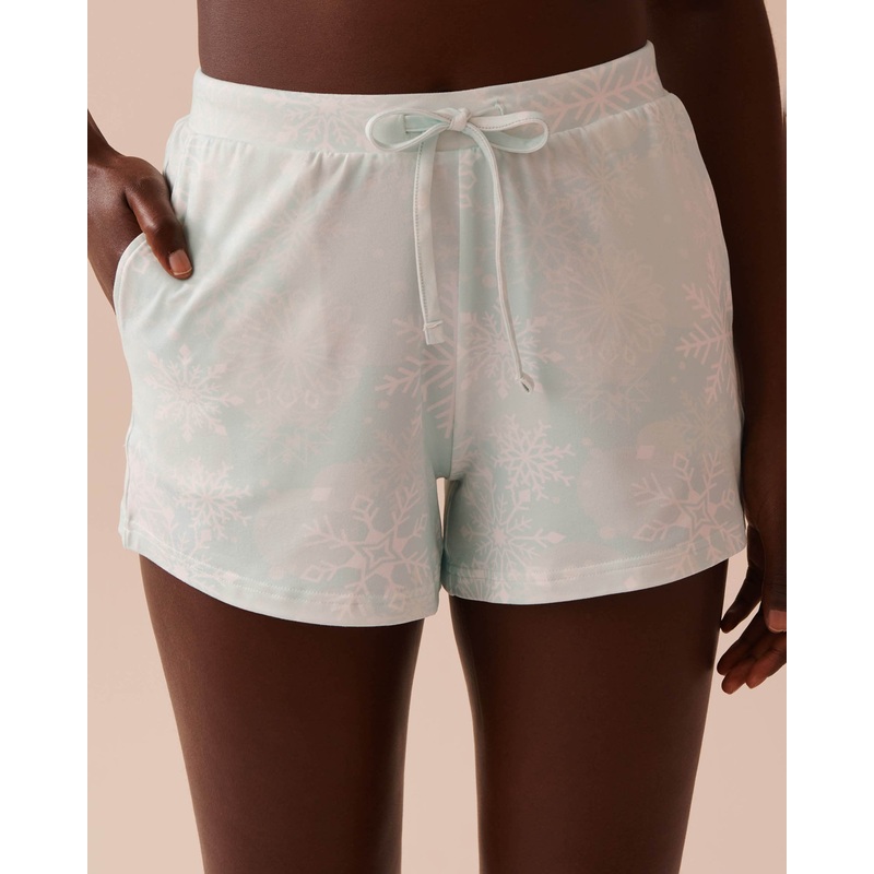 Snowflake Print Super Soft Pajama Shorts