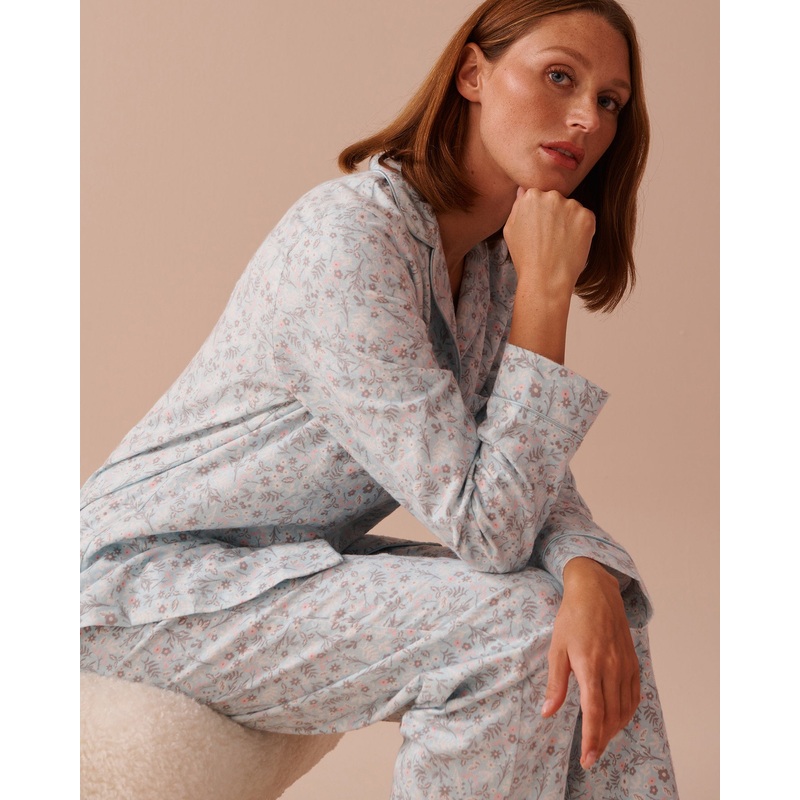 Winter Flowers Print Flannel PJ Set