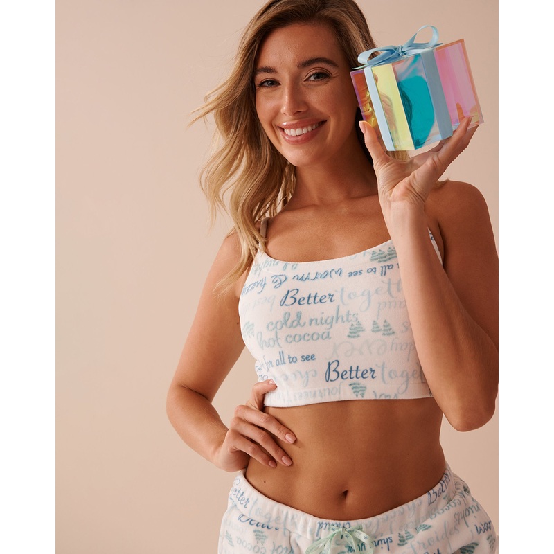 Winter Print Soft Velour Crop Cami