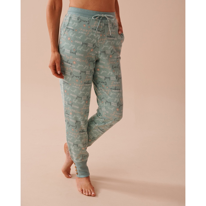 Winter Print Waffle Knit Jogger Pajama Pants