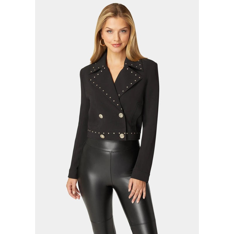 Woven Twill Studded Double Breast Jacket