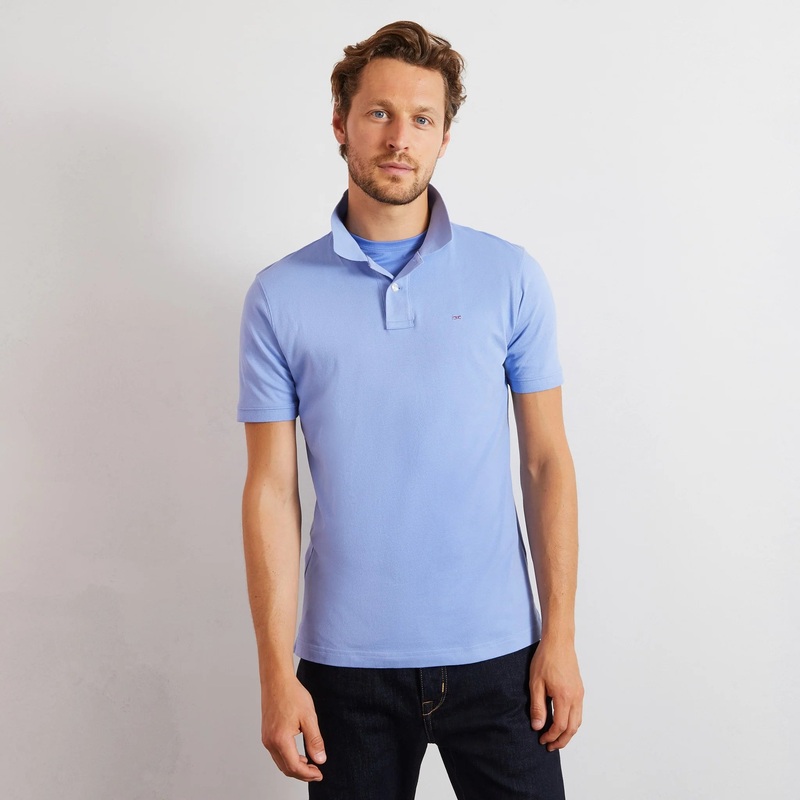 Blue Stretch Pima Cotton Polo