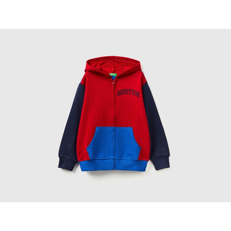 Hoodie With Zip And Embroidered Logo