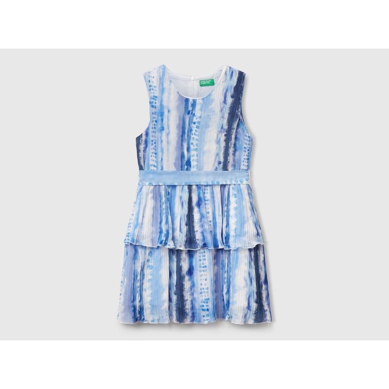 Pleated Patterned Dress