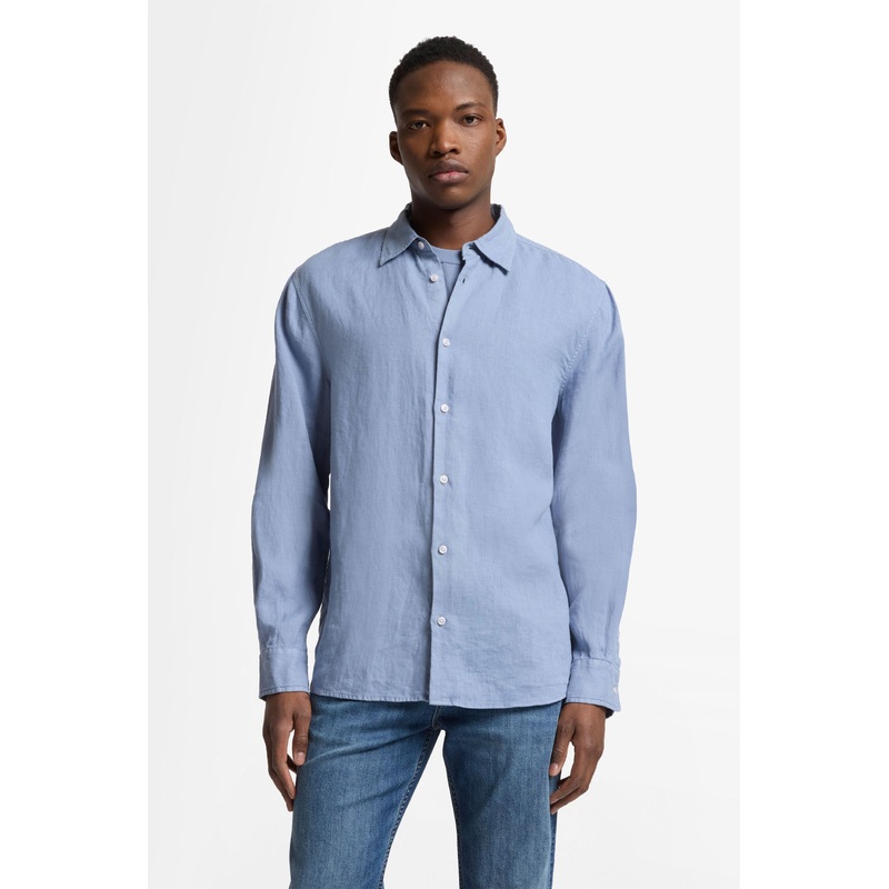 Regular L/S Shirt Linen Slate Blue