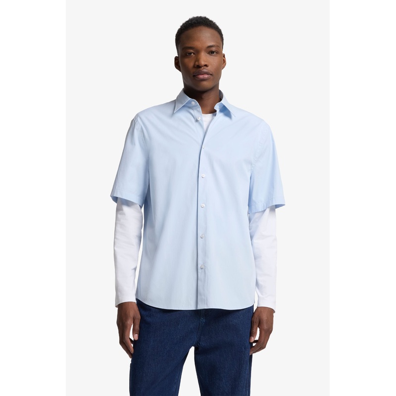 S/S Regular Shirt Popeline Ice Blue