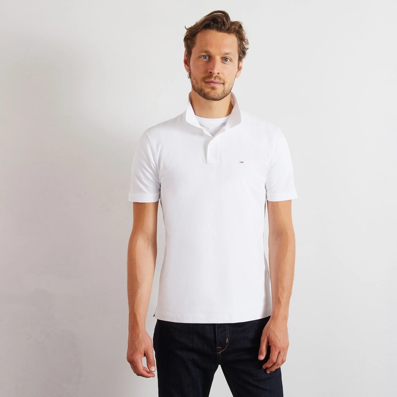 White Stretch Pima Cotton Polo