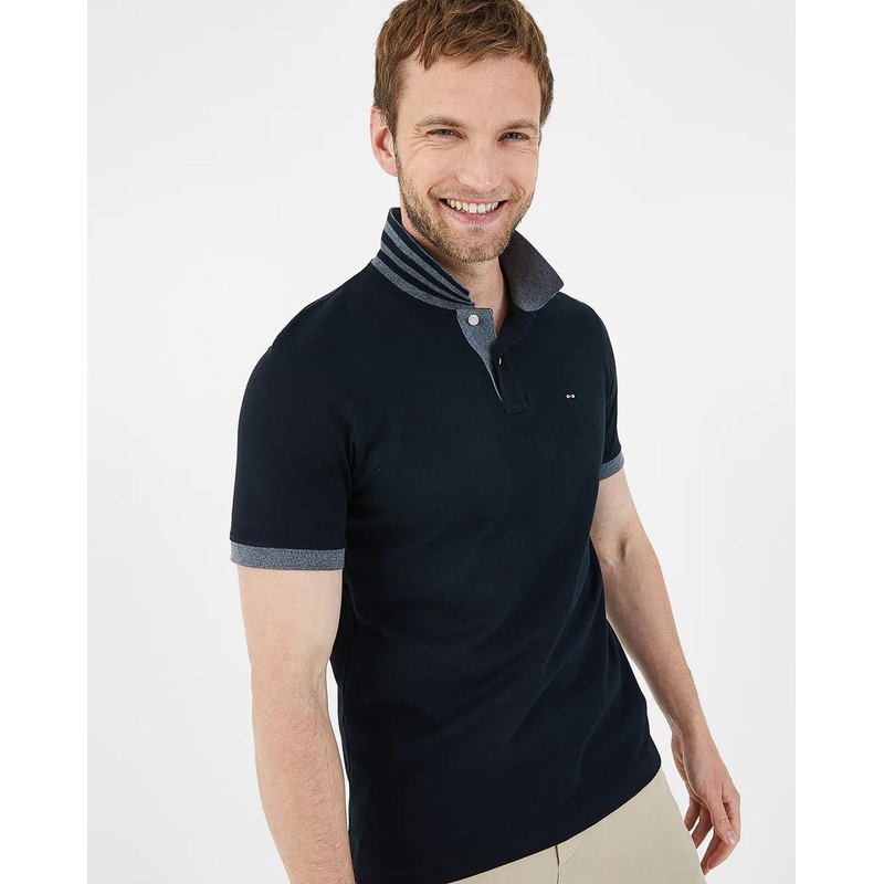 Black Short-Sleeved Polo Shirt With Contrasting Detail