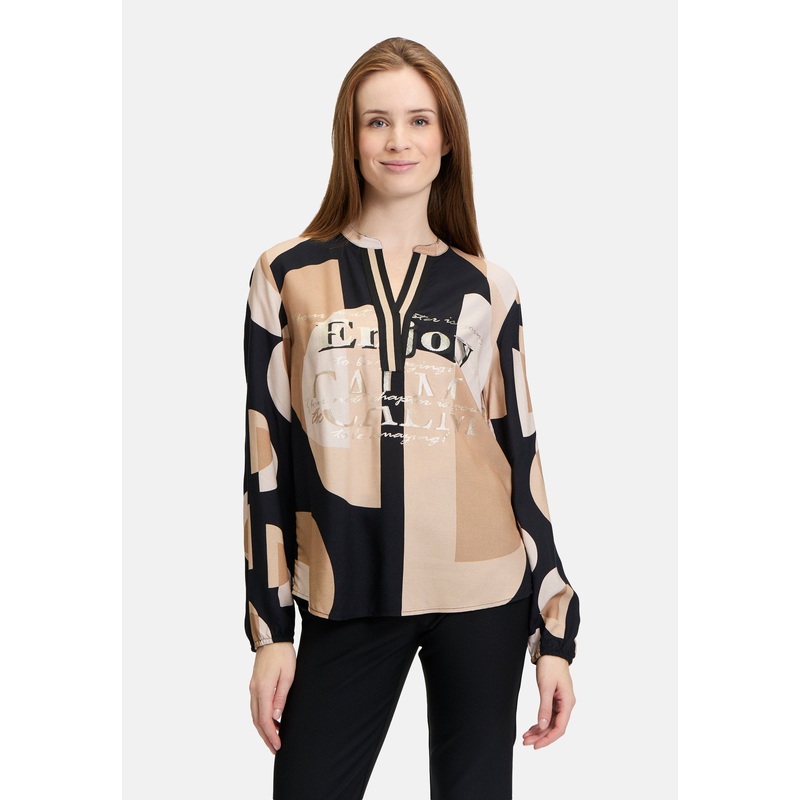 Long Blouse with Stand-Up Collar