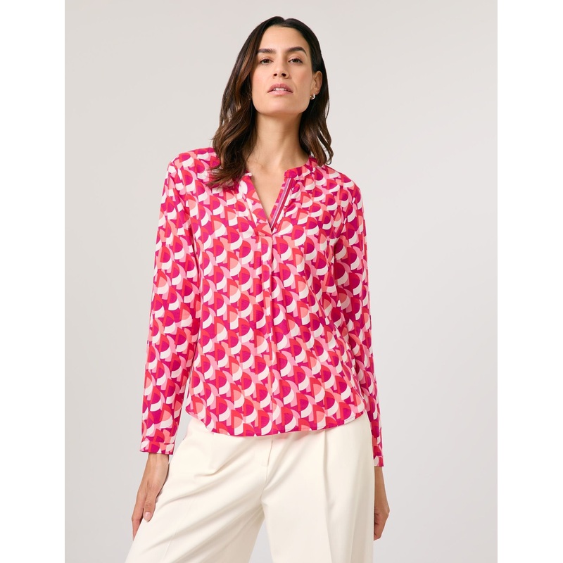Flowing Long Sleeve Blouse with an All-Over Pattern